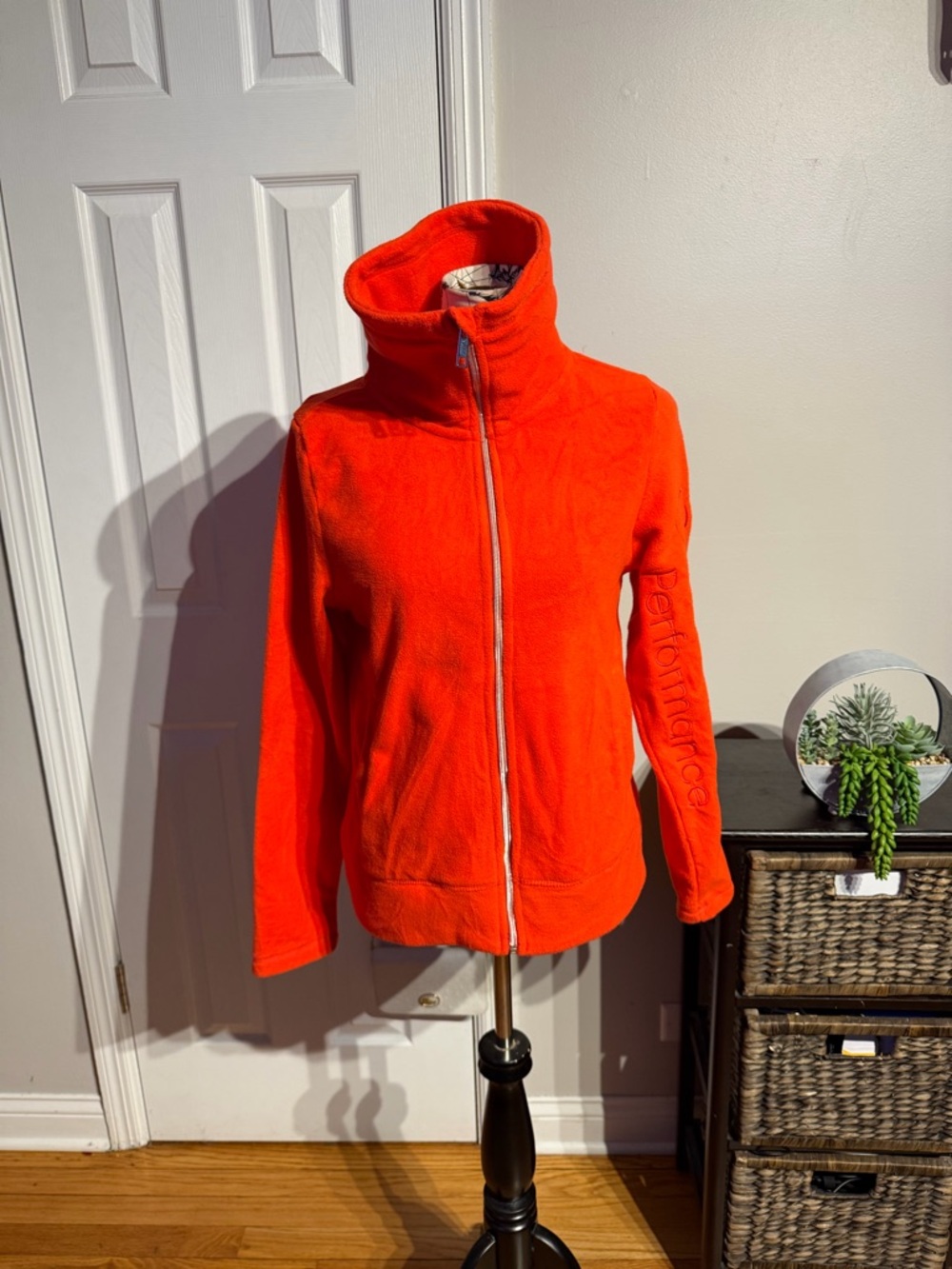NWOT Calvin Klein Performance Dry Zip Polar Fleece Bright Orange Fleece Jacket S